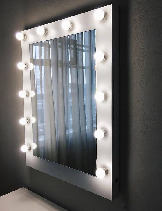 Glossy white hollywood makeup mirror