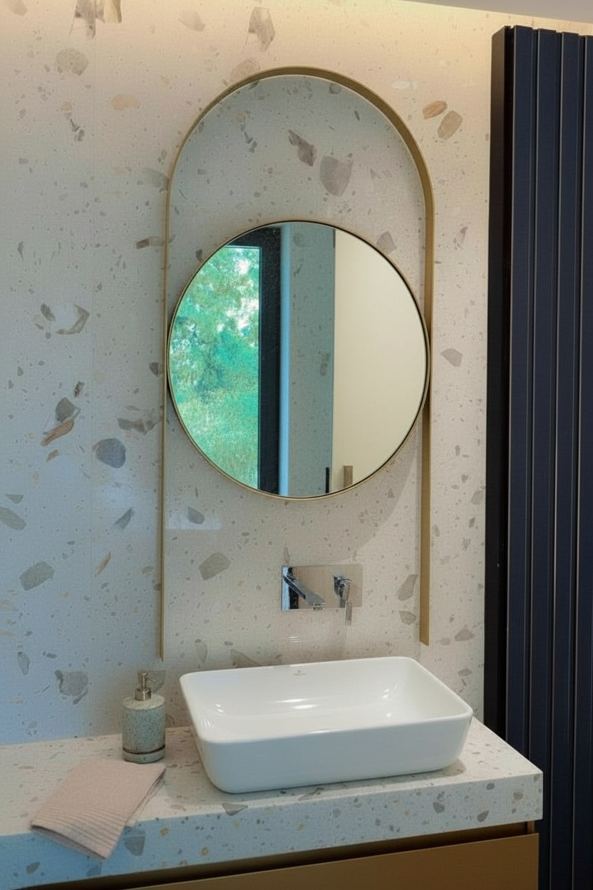 Brass Pvd Circle Crown Dc Mirror