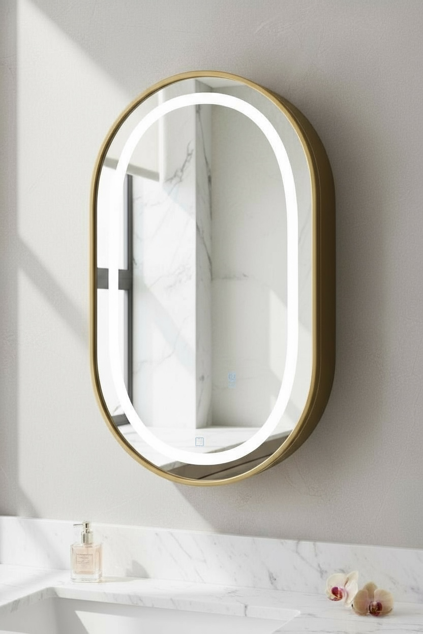 Golden Led Storage Mirror