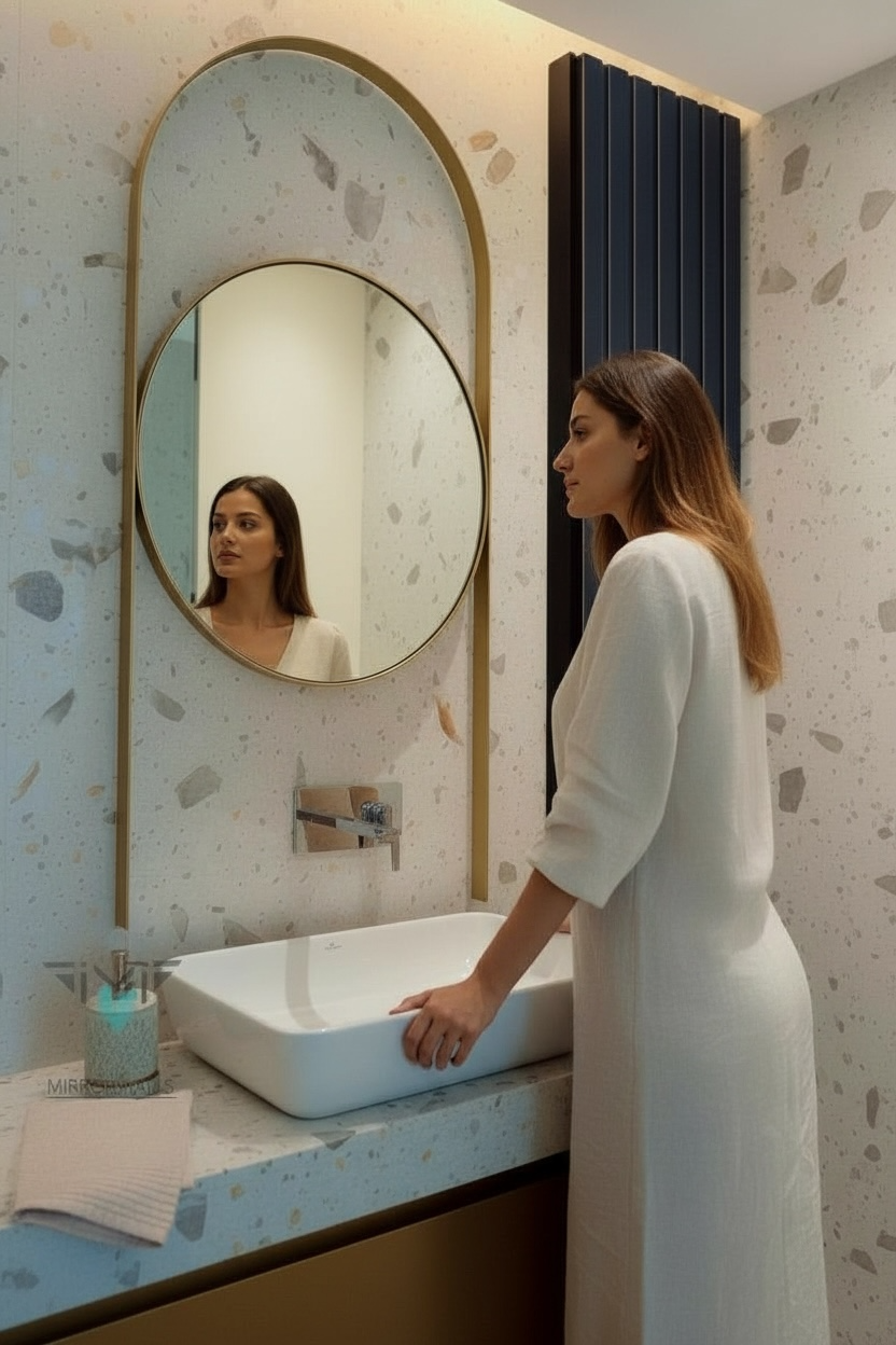 Brass Pvd Circle Crown Dc Mirror