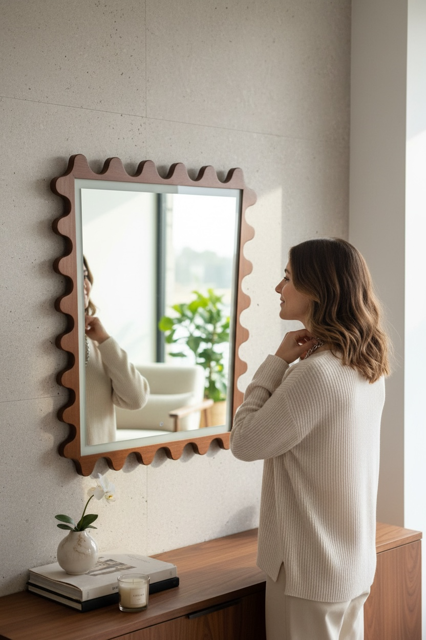 Rinshaw brown led mirror