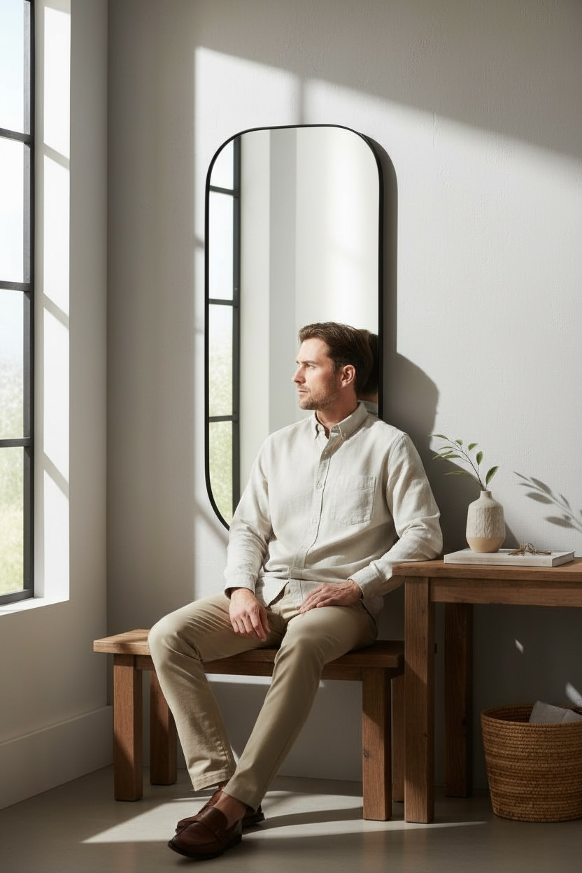 Long Black Powder Coated Mirror