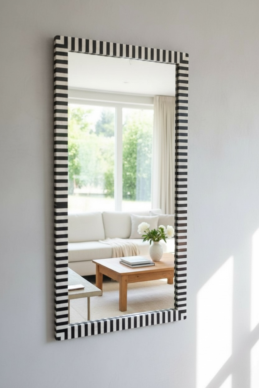 Zebra MOP framed mirror