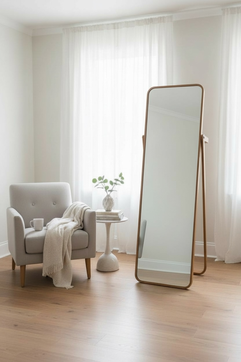 Oak wood C1 floor mirror