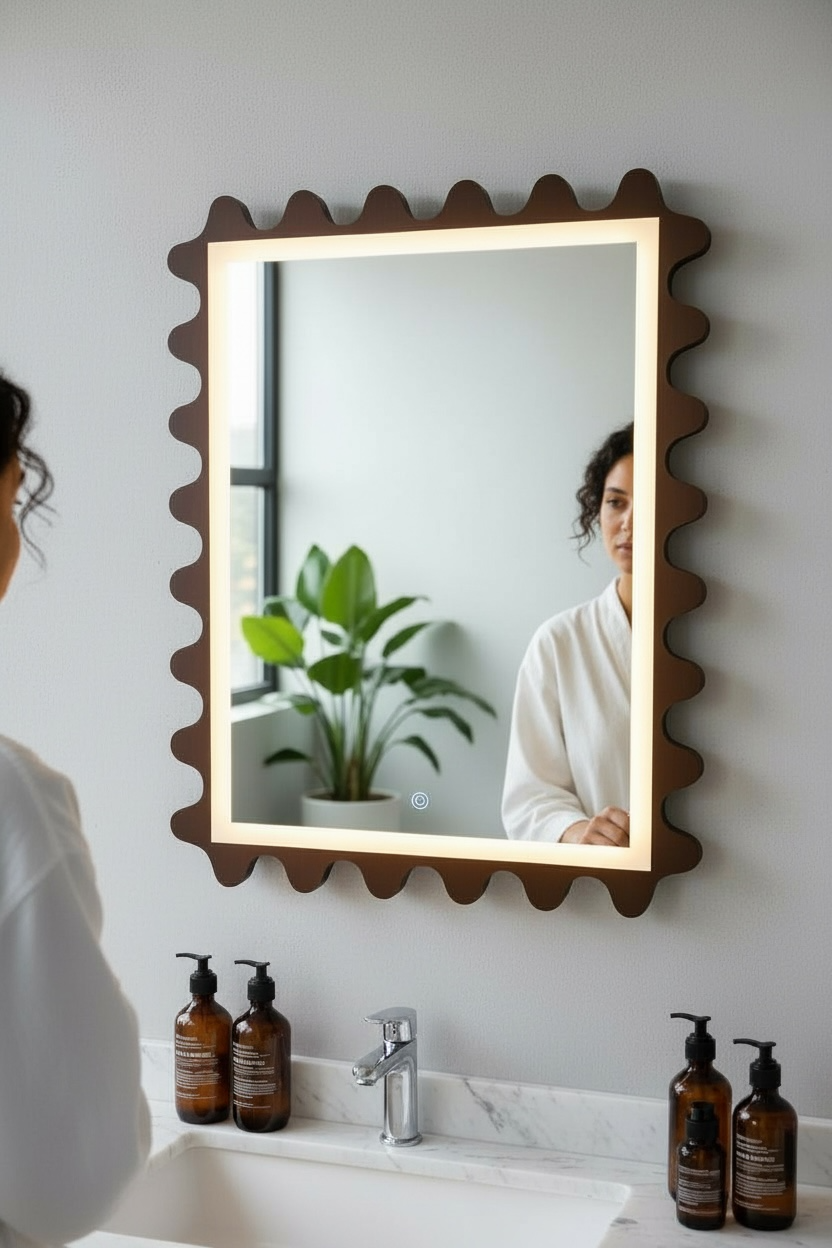 Rinshaw brown led mirror