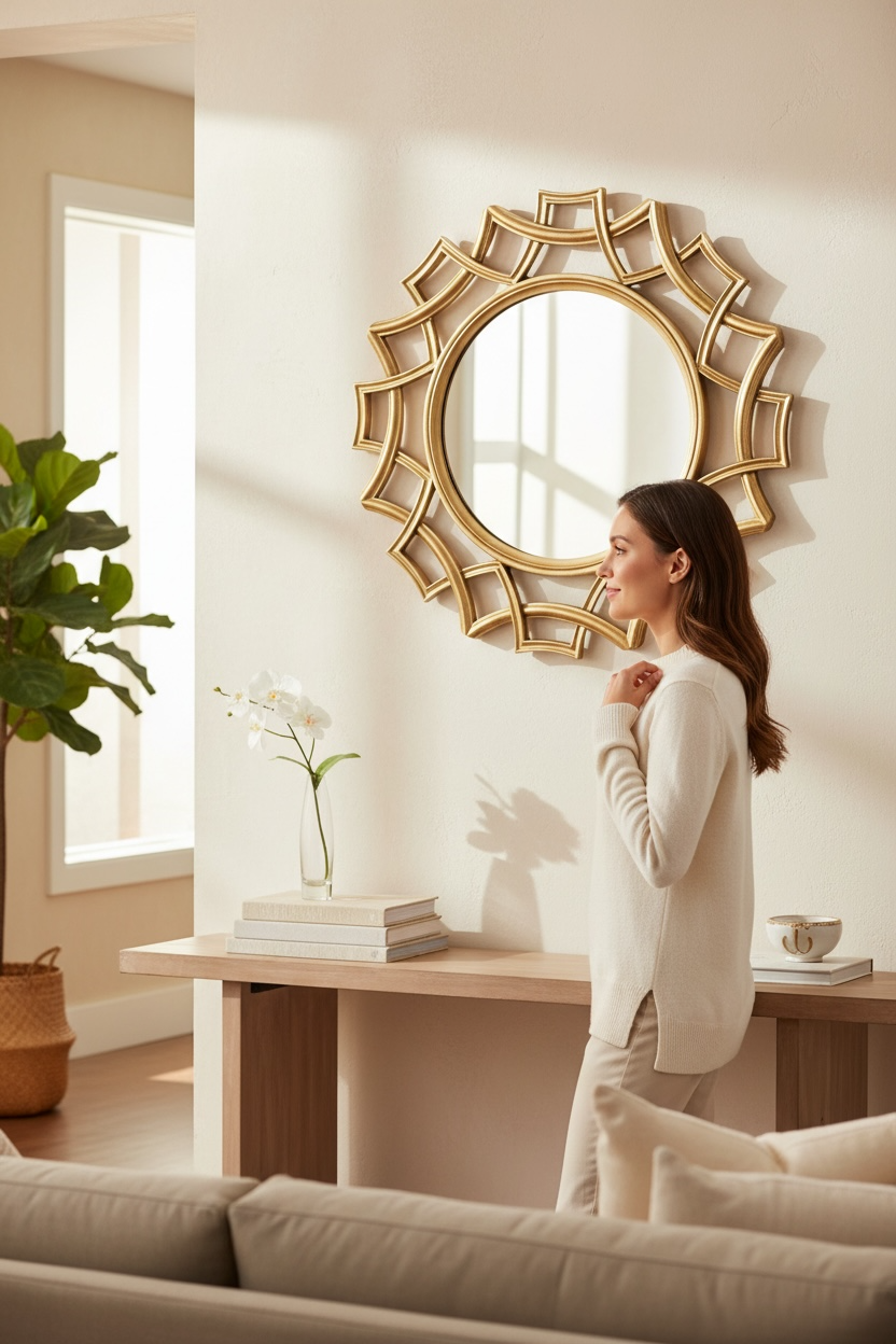 Golden net decorative mirror