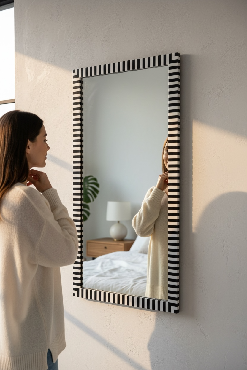 Zebra MOP framed mirror