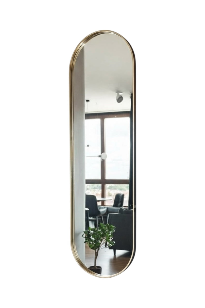 Glossy Gold Capsule Long Mirror