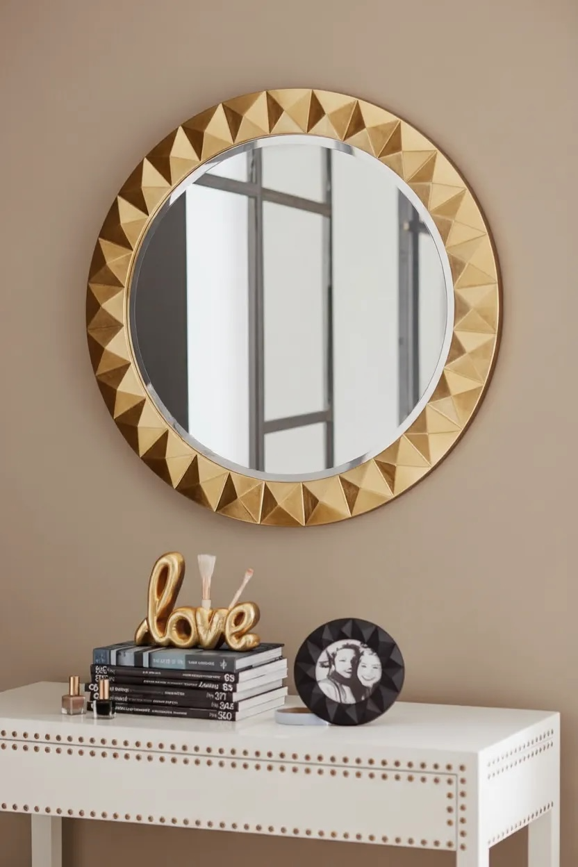 Round diamond edge cut decorative mirror