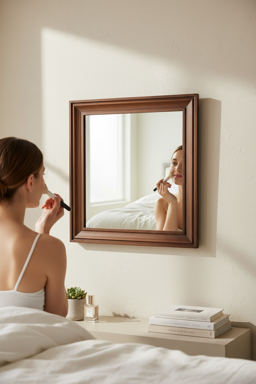 Teak max square decorative mirror