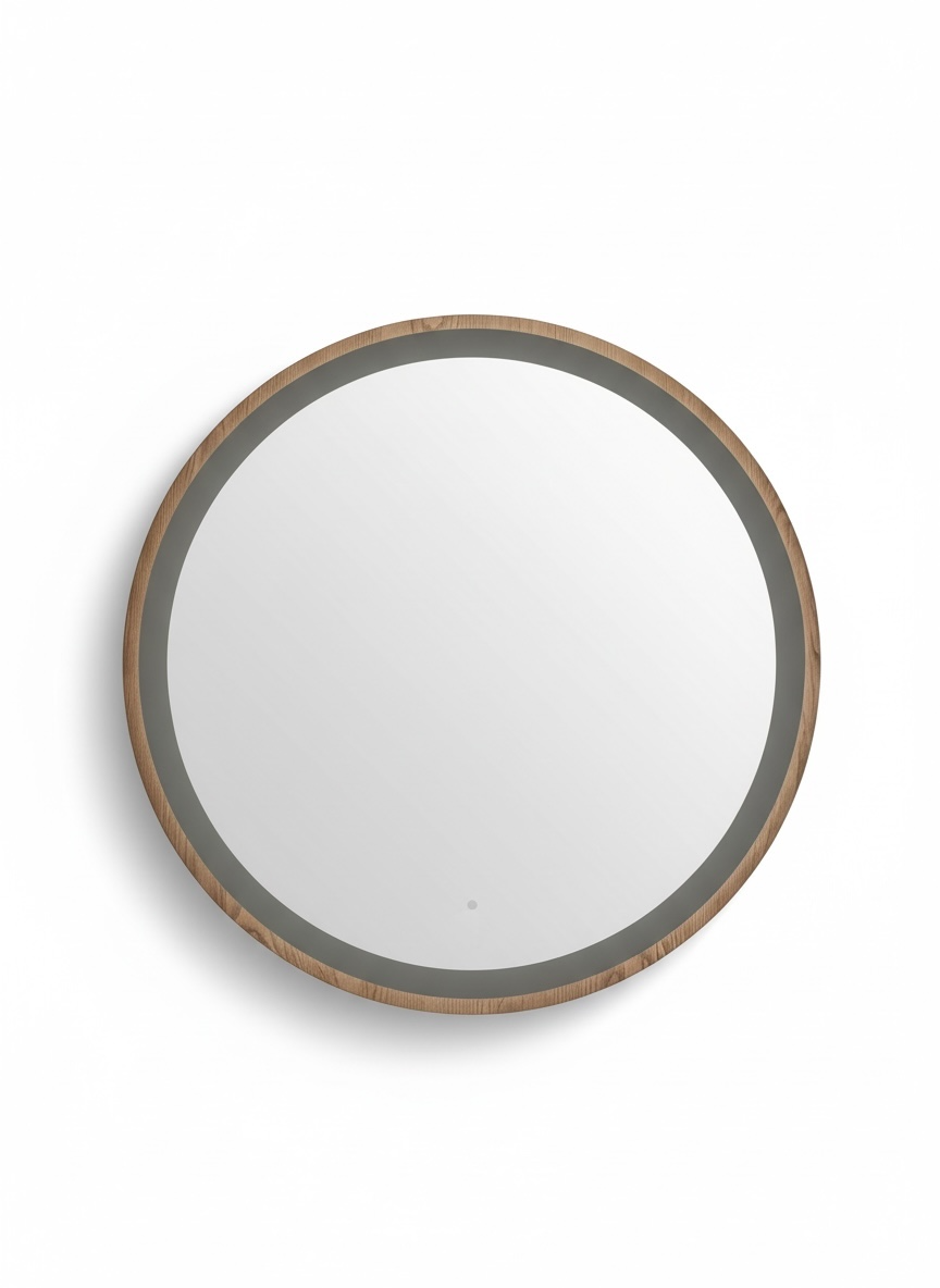 LED Mirror With Wooden Frame
