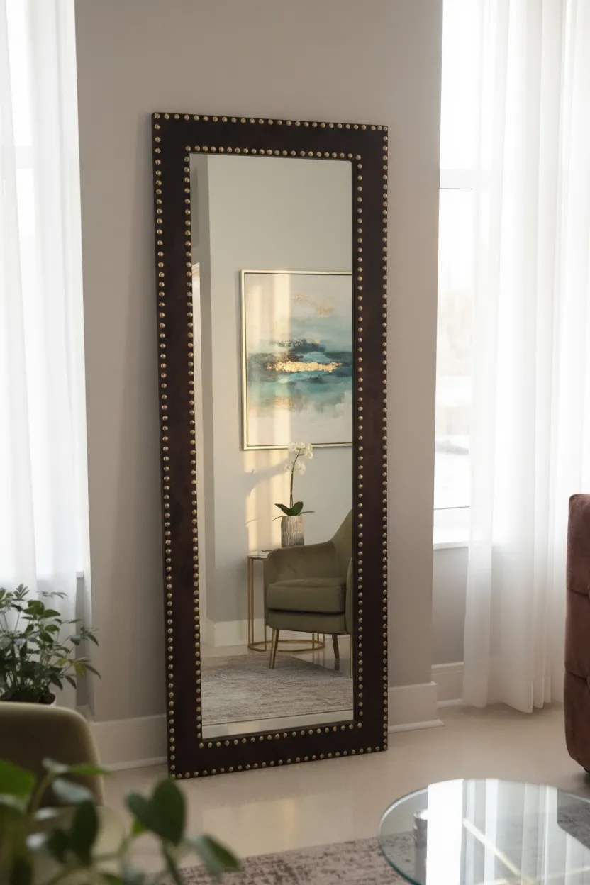 Brown Velvet Full Length Mirror