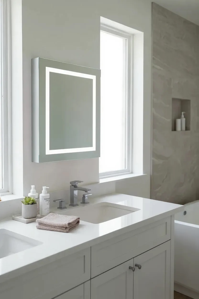 White Storage LED Mirror