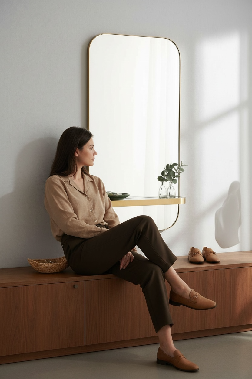 Glossy Shelve Decorative Mirror