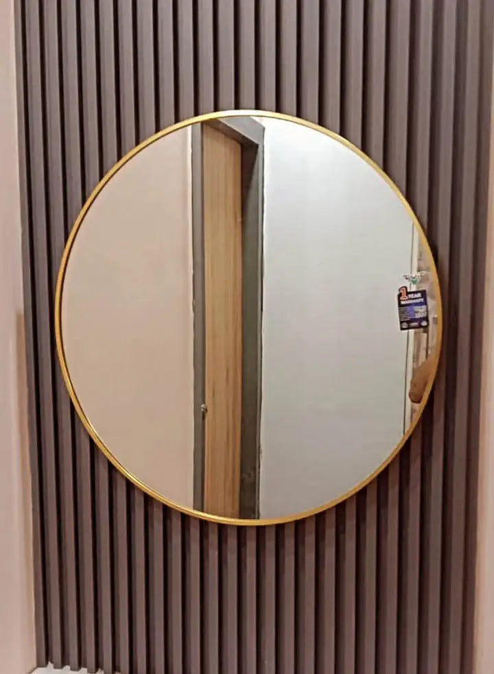 Gold Aluminium Round Framed Mirror - Mirrorwalla