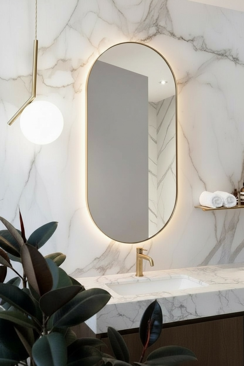Brass Capsule Led Mirror