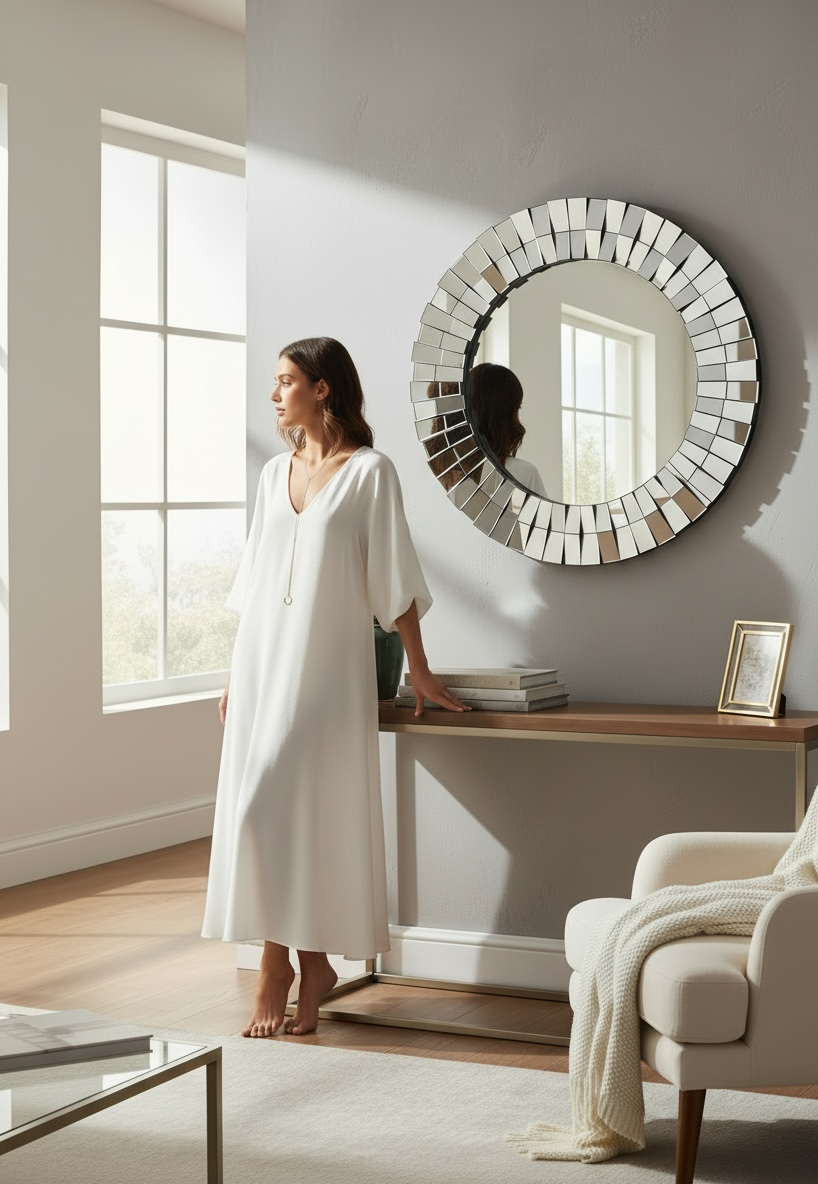 Decorative Glassy Leafs Mirror