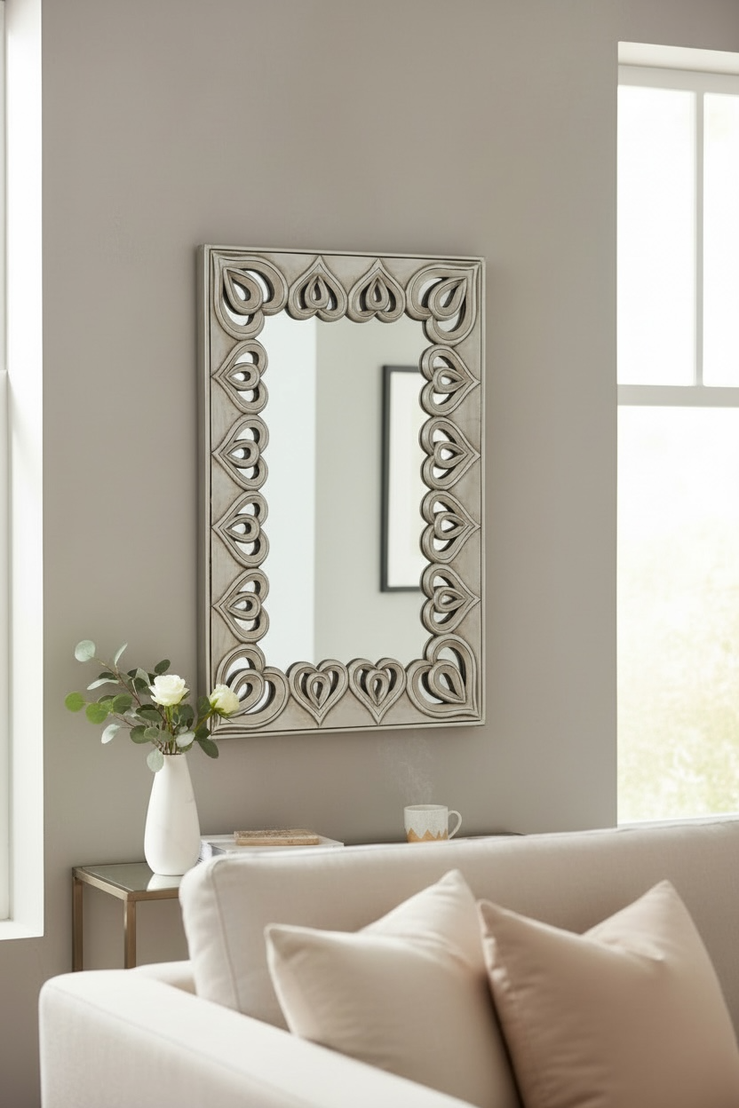 Silver hearts decorative mirror