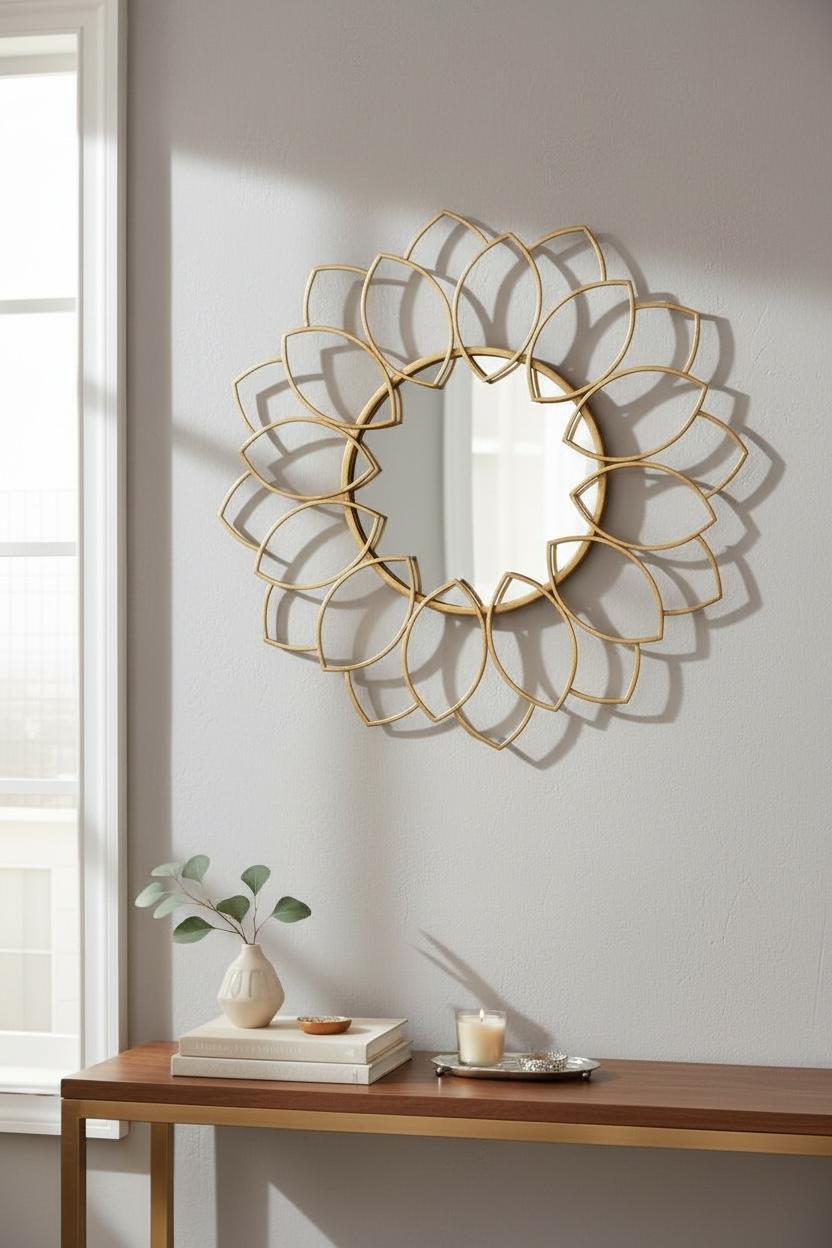 Golden Petals Decorative Mirror