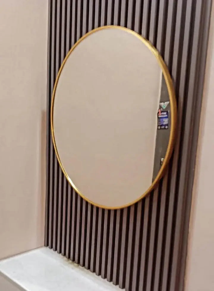 Gold Aluminium Round Framed Mirror - Mirrorwalla