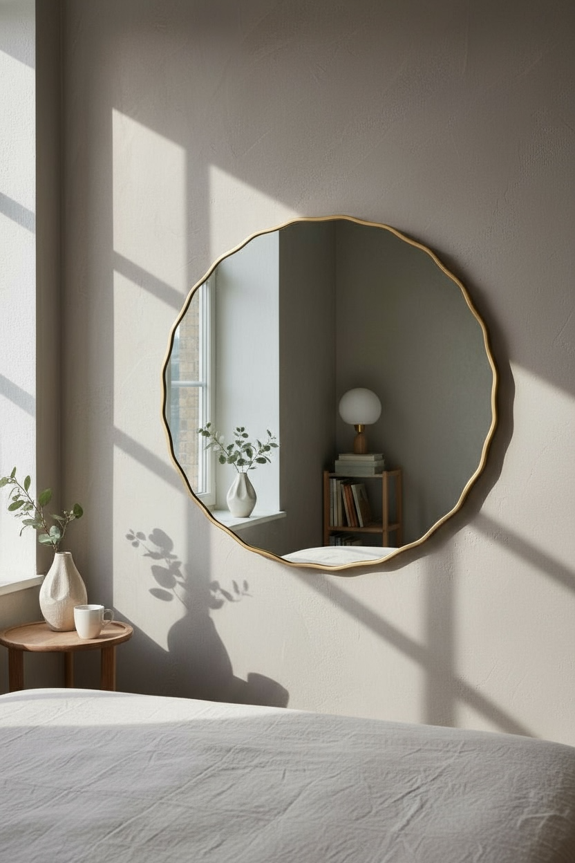 Brushed gold round SS PVD mirror