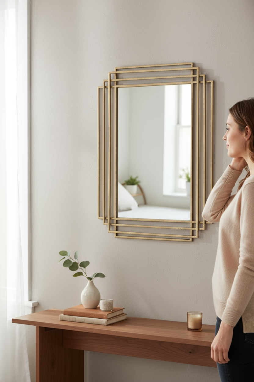 Metal gold decorative mirror