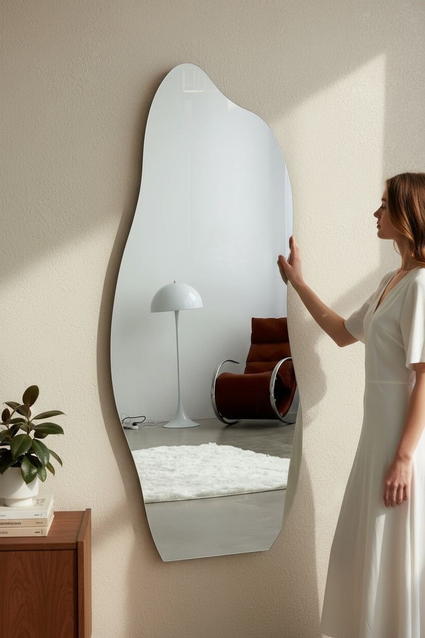 Glass Stone Leaf Dresser Mirror