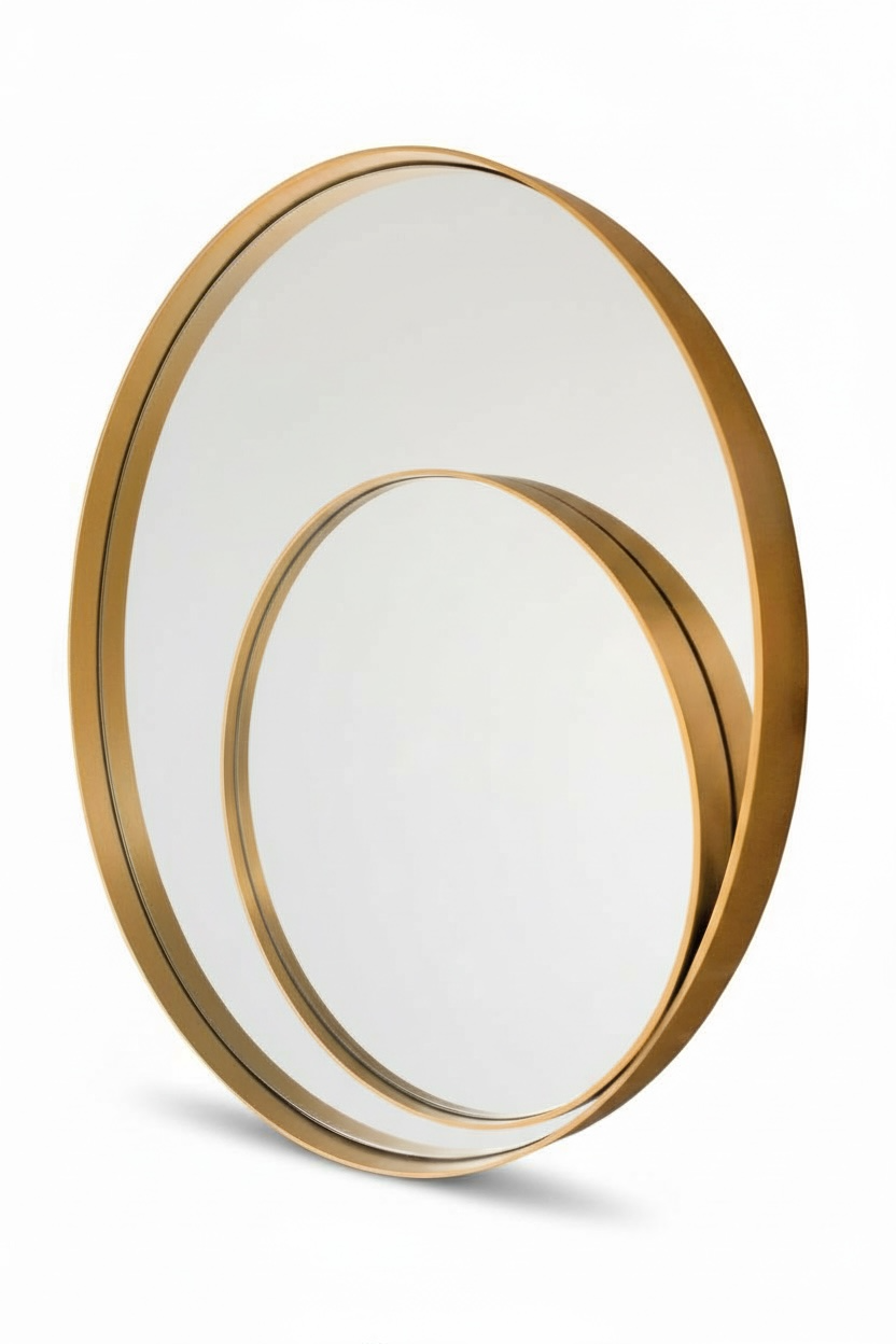 Double Circles Brass Pvd Mirror