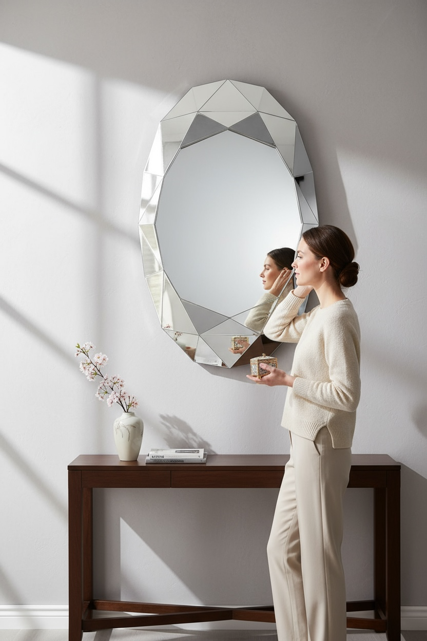 Diamond Cut silver decorative mirror