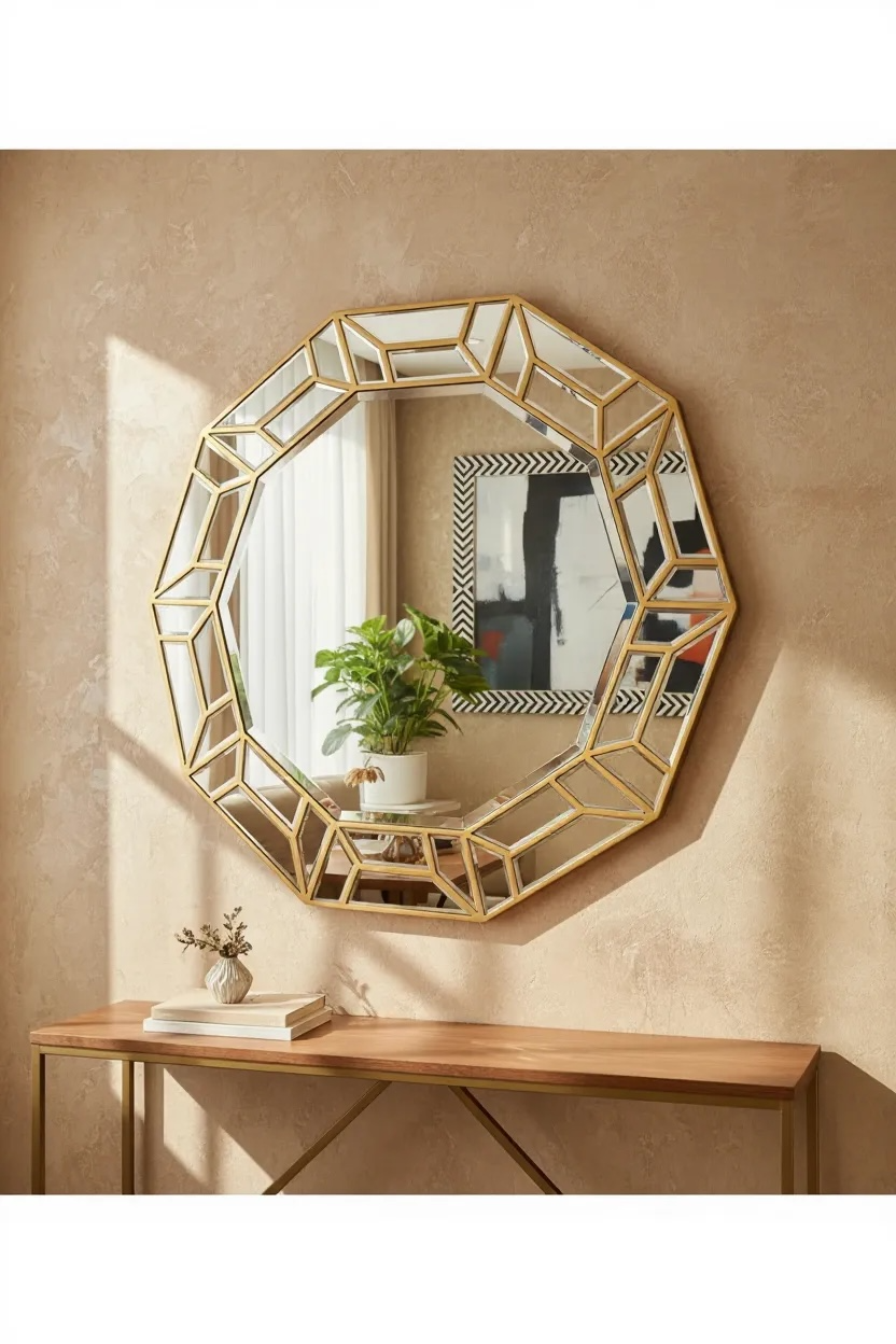 Round Net-X decorative mirror