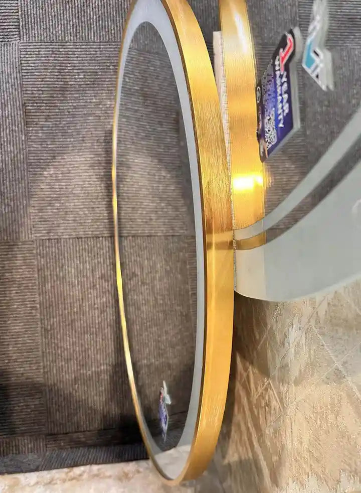 Gold Aluminium Round Framed Mirror - Mirrorwalla