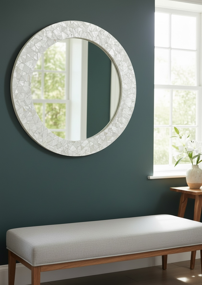 White MOP Ring Mirror