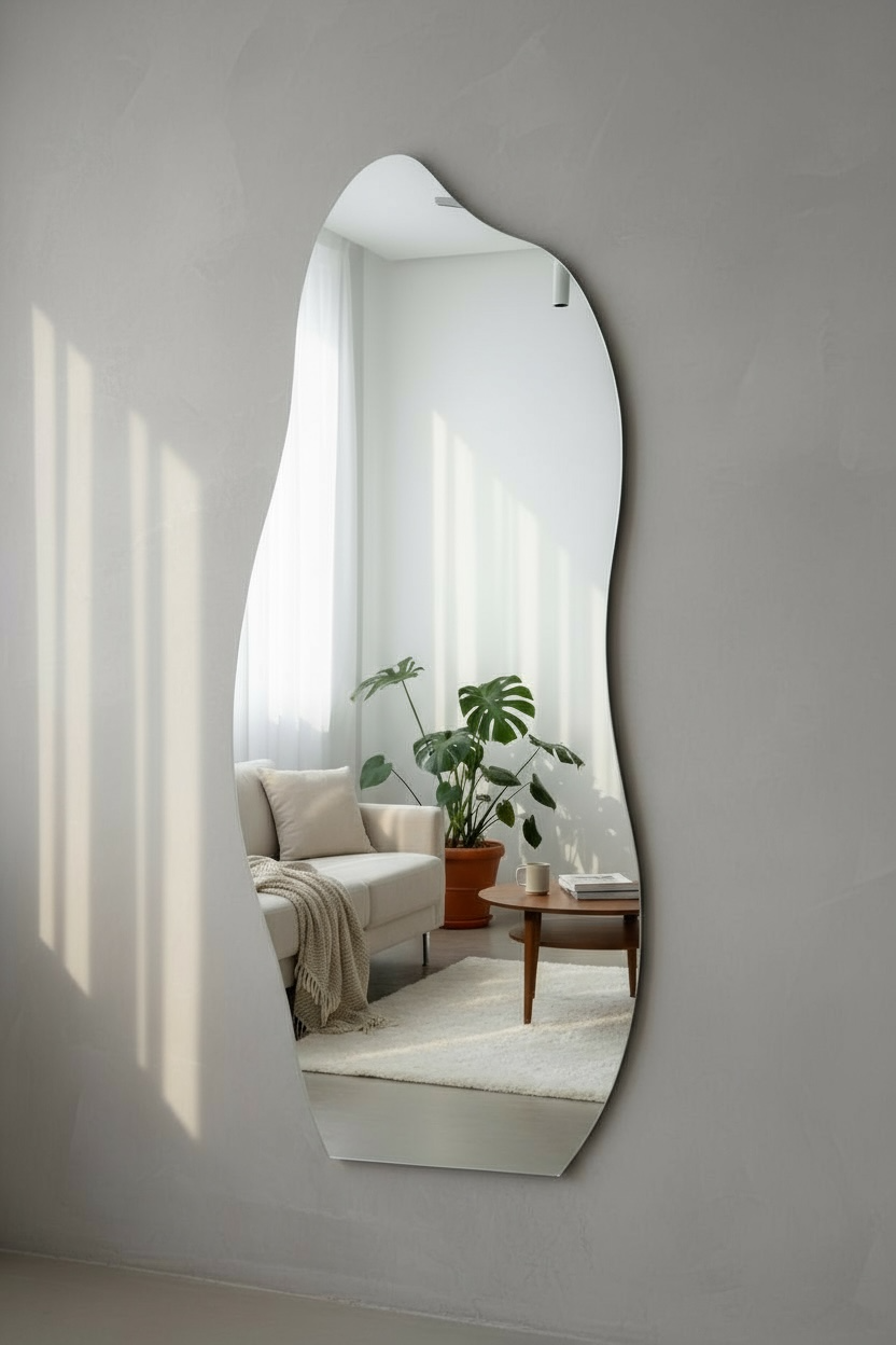 Glass Stone Leaf Dresser Mirror