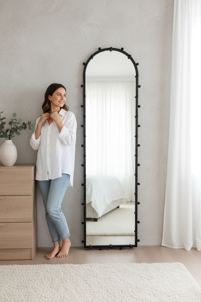 Long Black Oval Mirror