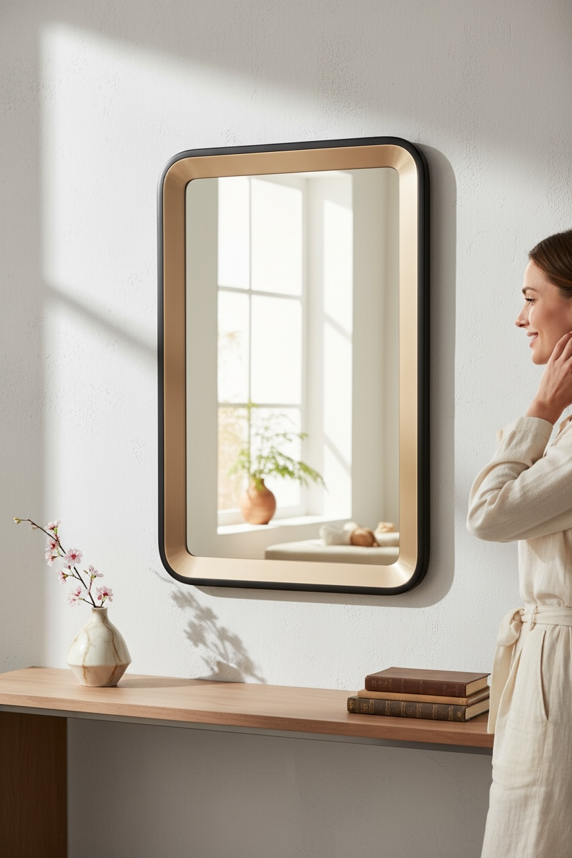 Black & Gold Leaf Decorative Mirror