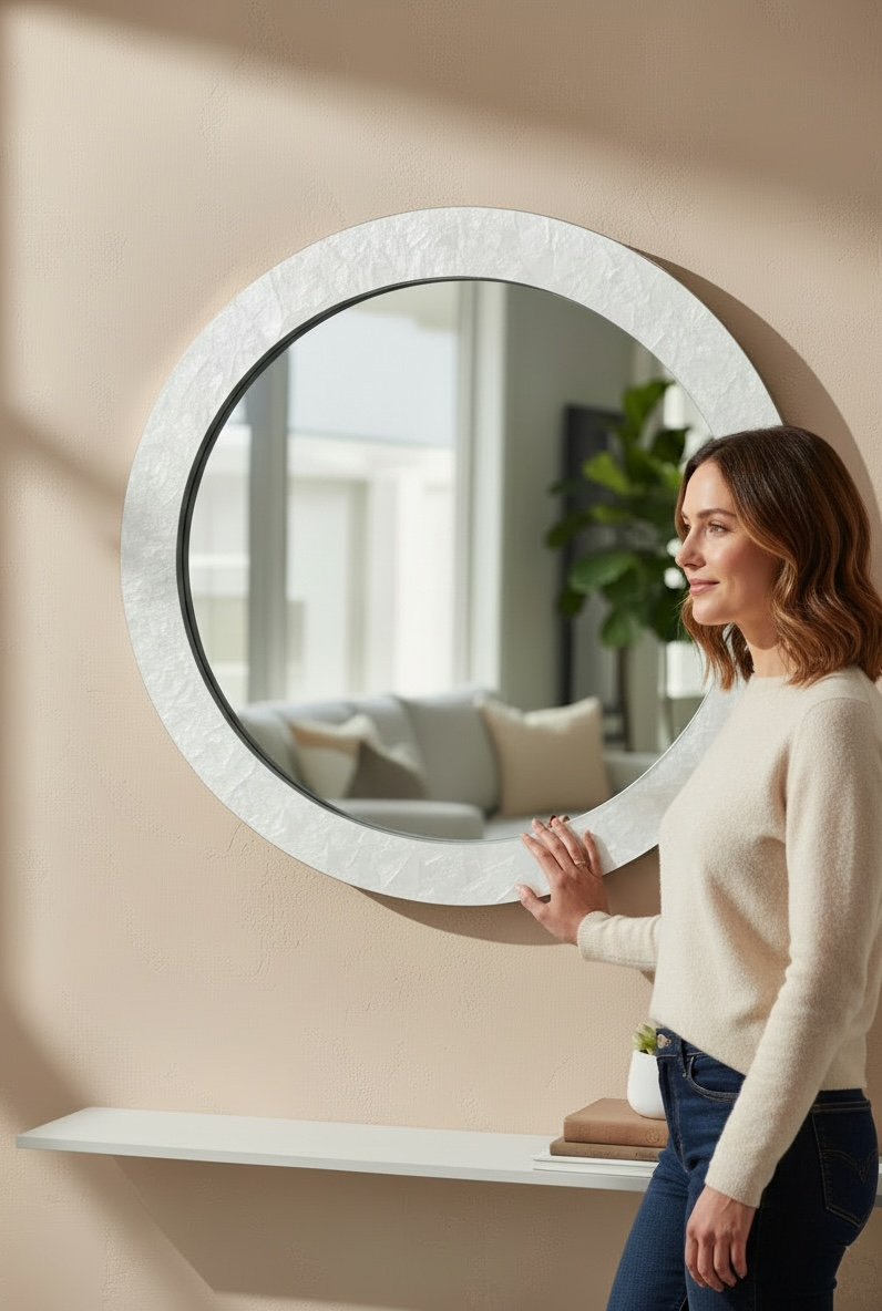 Ivory Silver Decorative Mirror