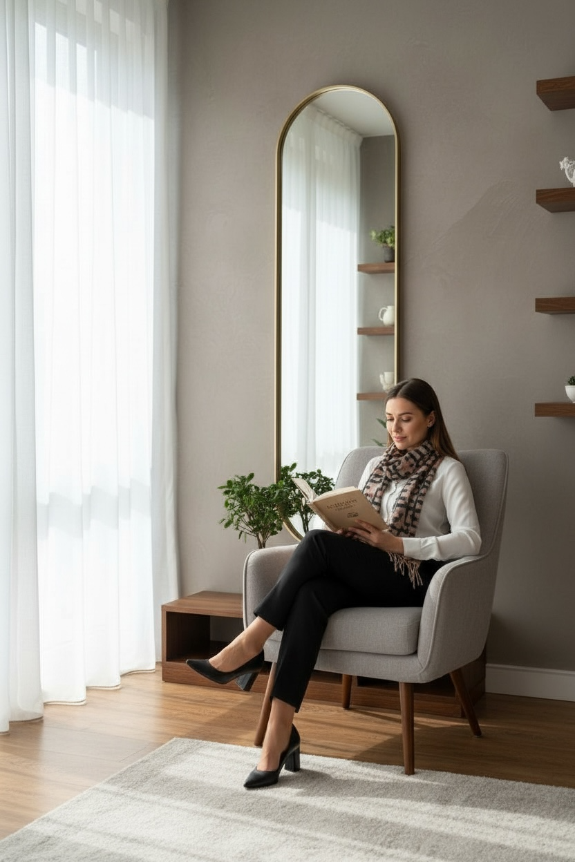 Glossy Gold Capsule Long Mirror