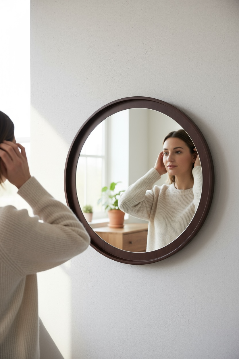 Teak-bowl Decorative Mirror