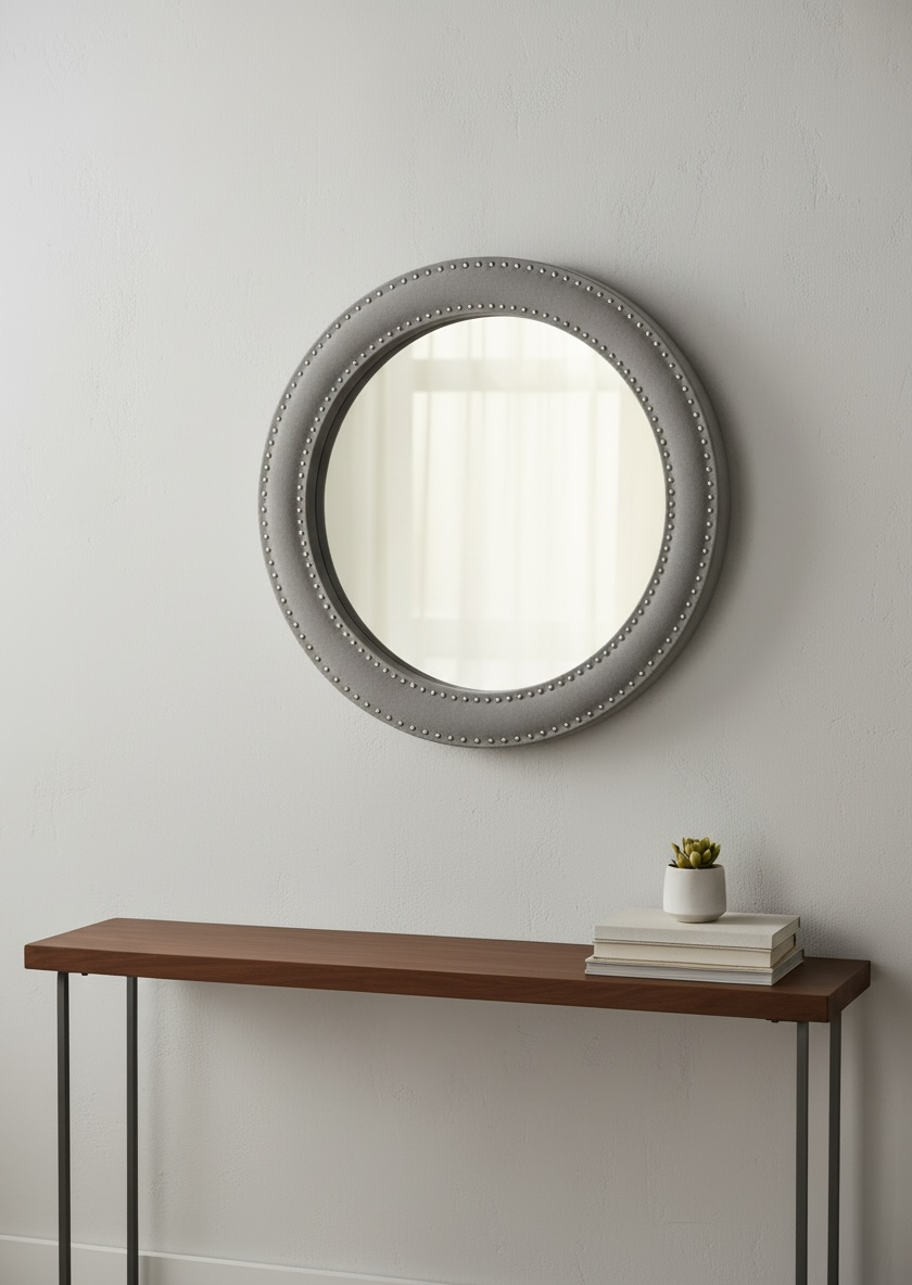 Round Velvet Decorative Mirror