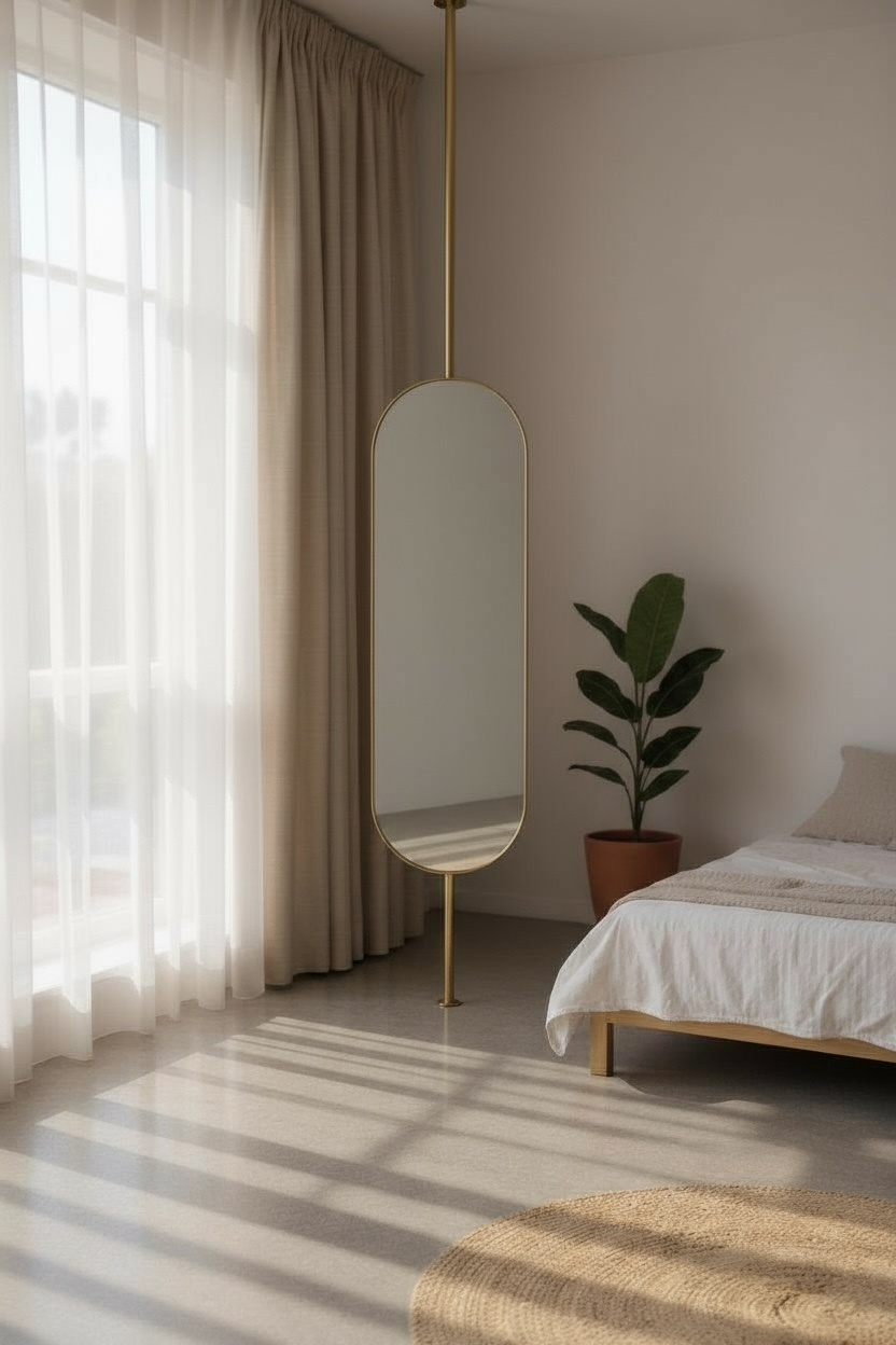 Gold capsule full length storage mirror