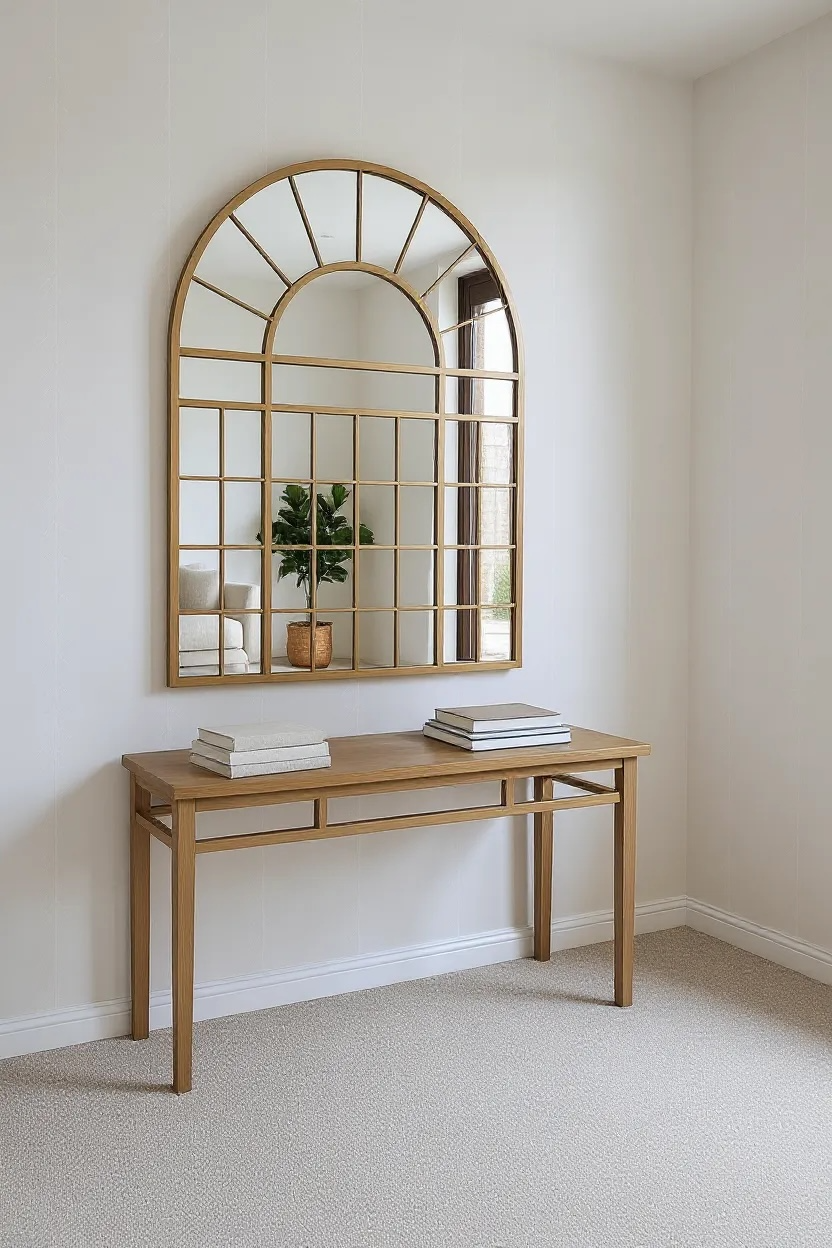 Gold U4 arch window style mirror