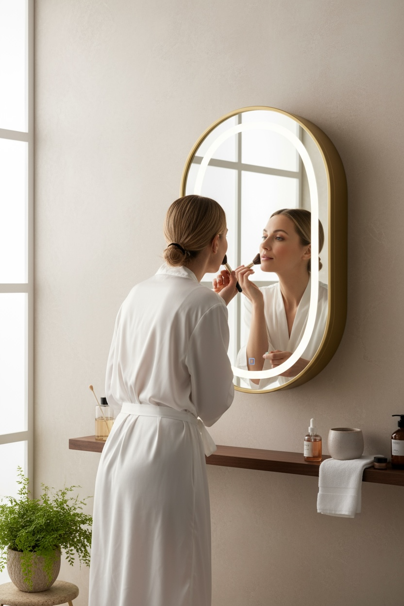 Golden Led Storage Mirror