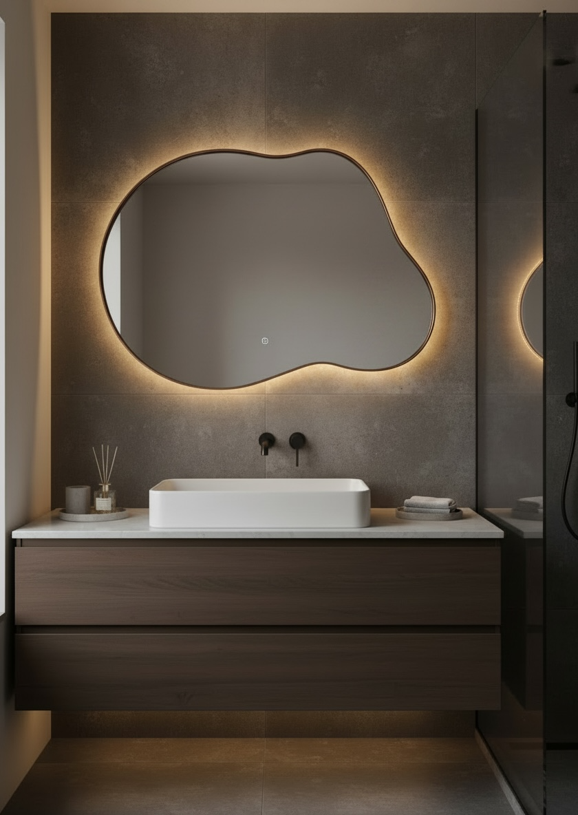 Zudo copper backlit mirror