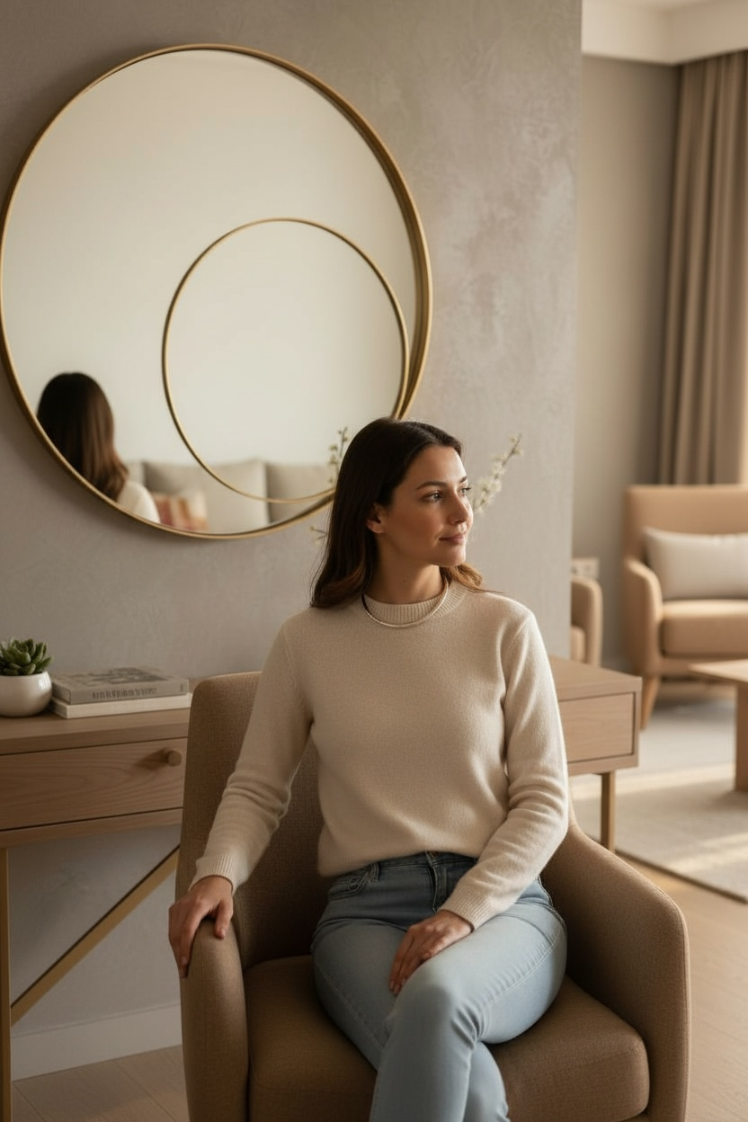 Double Circles Brass Pvd Mirror