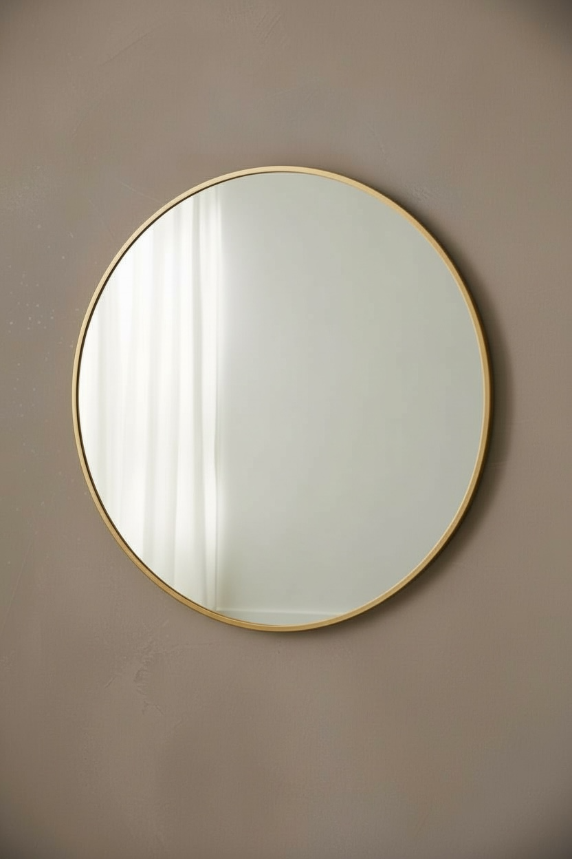 Gold Aluminium Round Framed Mirror