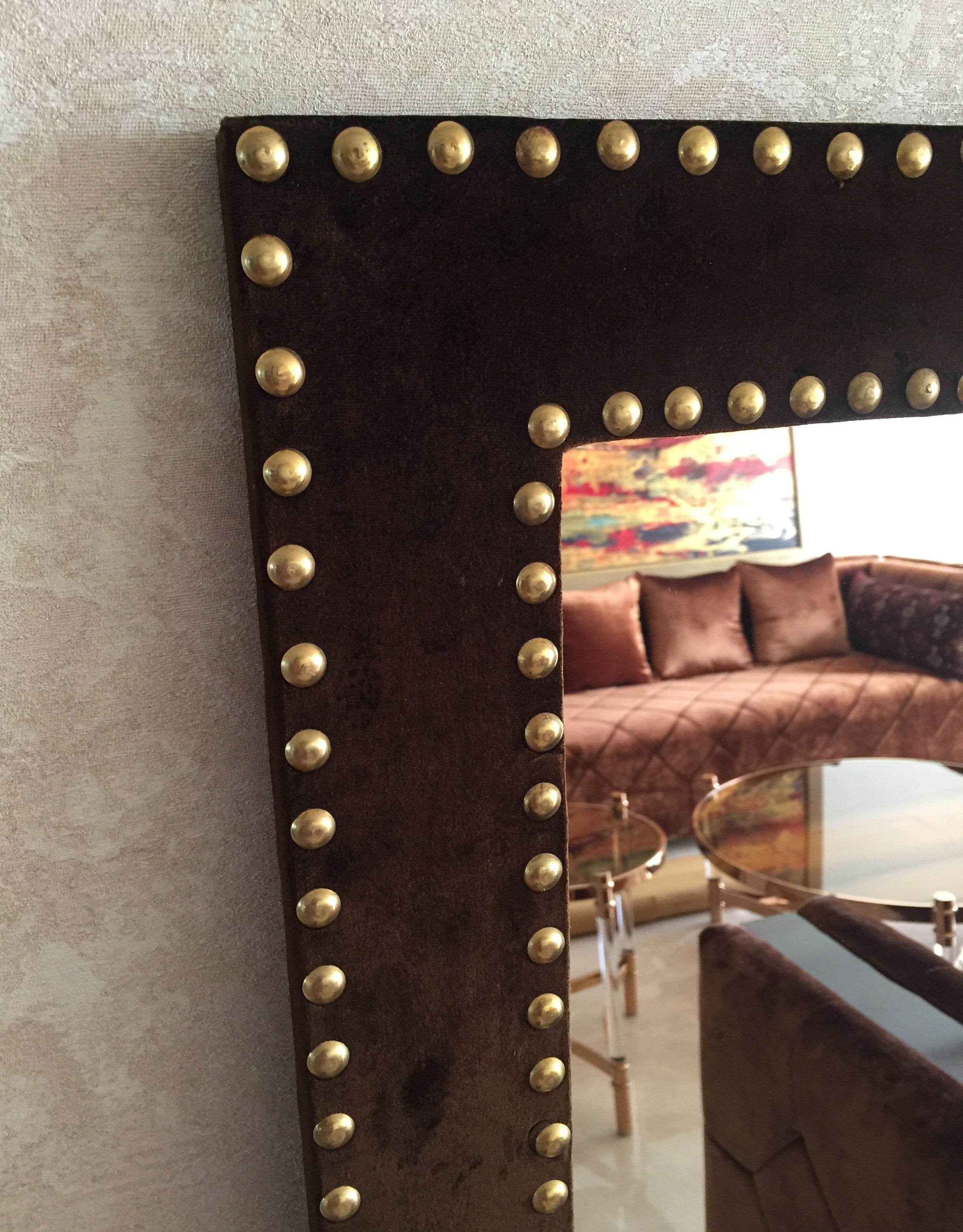 Brown Velvet Full Length Mirror