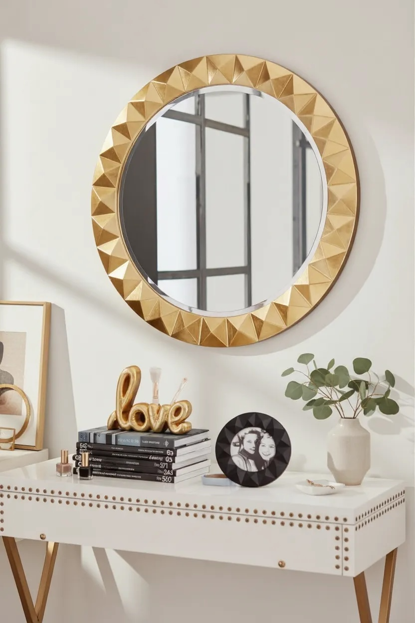 Round diamond edge cut decorative mirror