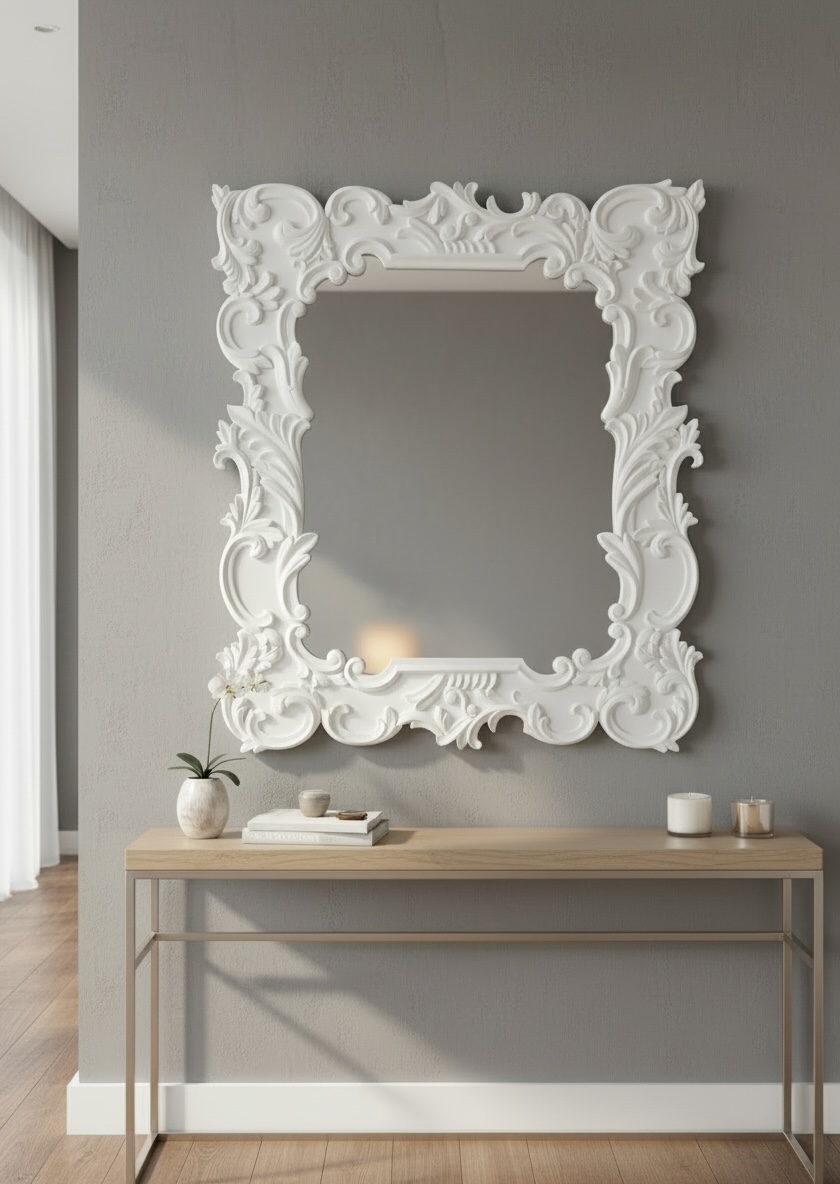 Ultimate White Carving Mirror