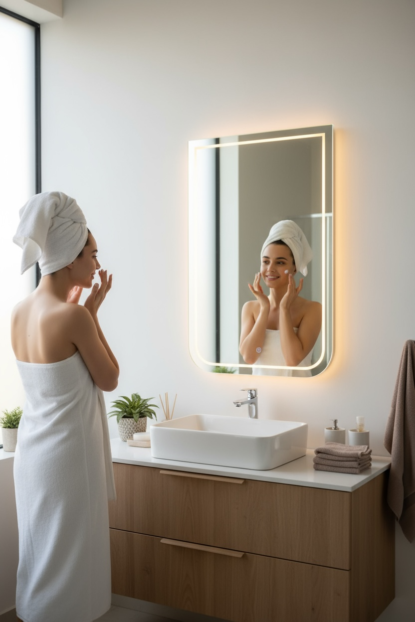 Twolines LED backlit mirror