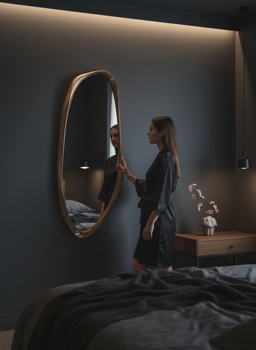 Drefse-Long Gold organic shaped mirror